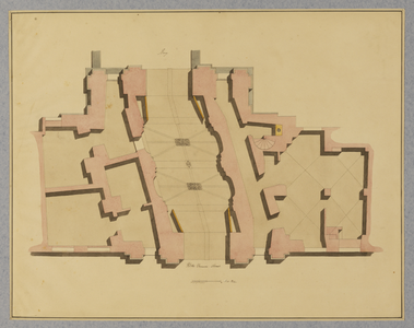 216172 Plattegrond van de Wittevrouwenpoort te Utrecht; met plattegrond van het gewelf boven de doorgang.